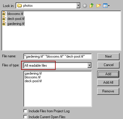 choosing files for batch