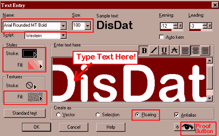 Text Dialog Box