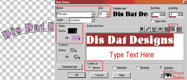Vector Text Dialog Box