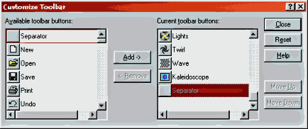 Customize the psp 7 toolbar